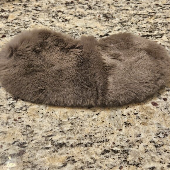 RARE YVES SALOMON GRAY GREY SILK LINED RABBIT FUR EYE FACE SLEEP MASK PROTECTOR - Picture 4 of 10